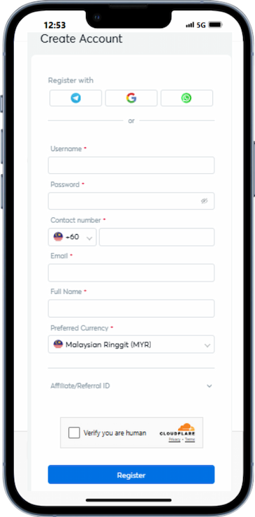 Step 2 - Fill in The Quick Registration Form