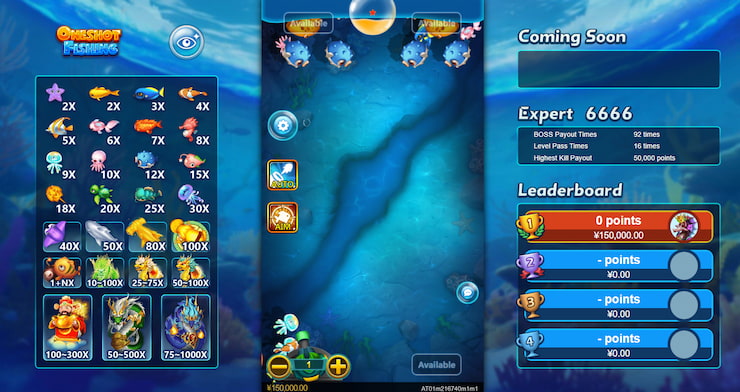 One shot fishing casino game