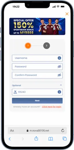 Register At Nova88 Casino Step 2