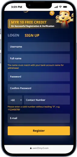 Register At Uwin33 Casino Step 2